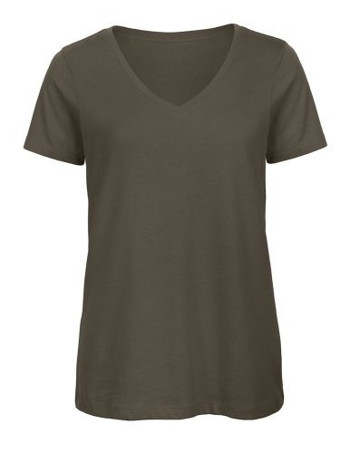 T-shirt donna B&C cotone organico scollo a V, medium fit 140g