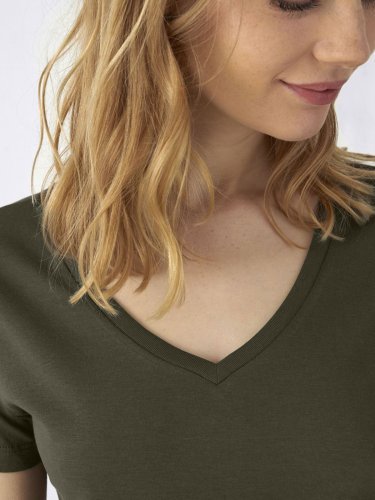 T-shirt donna B&C cotone organico scollo a V, medium fit 140g