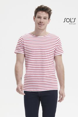 Miles Man T-shirt Marinaio Slim 100% Cotone Blu Dettagli Chambray