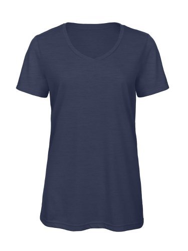 B&C Camiseta de mujer cuello en V triblend tacto suave 130g varios col