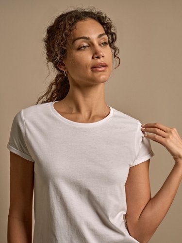 T-shirt donna Roll-Up cotone 160g, ampia scollatura, Medium Fit