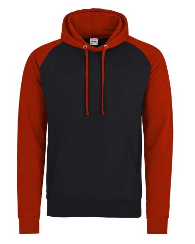 Baseball Hoodie jet black/fire red
