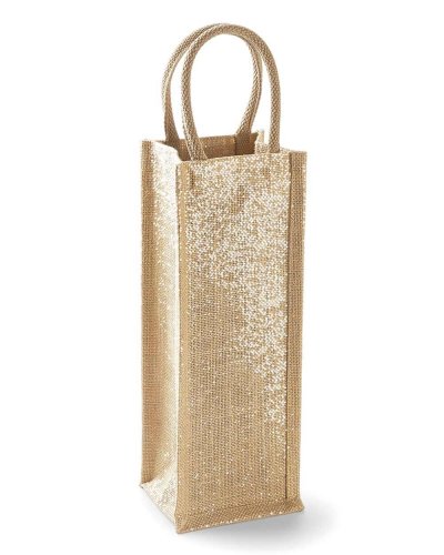 Shimmer Jute Bottle Bag