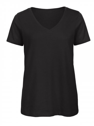 T-shirt donna in cotone organico scollo a v
