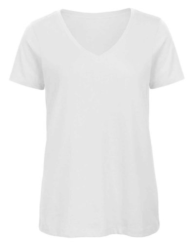 T-shirt donna in cotone organico scollo a v White