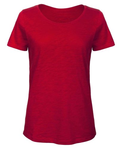 T-Shirt donna in cotone organico scollo a v Chic Red