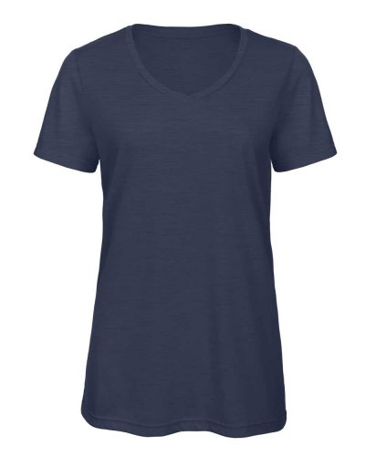 T-shirt donna scollo a v triblend Heather Navy