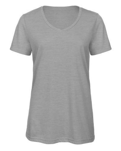T-shirt donna scollo a v triblend Heather Light Grey