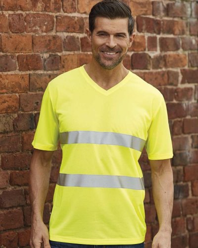 T-shirt scollo a V Fluo Super Light YELLOW FLUO