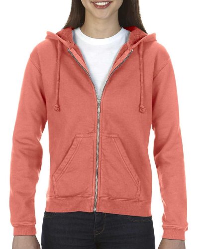 Felpa donna con cappuccio e cerniera Bright Salmon