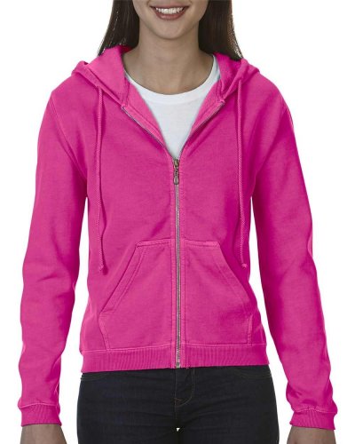 Felpa donna con cappuccio e cerniera Neon Pink
