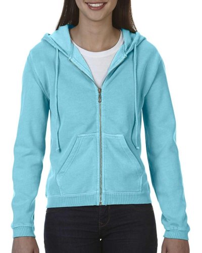 Felpa donna con cappuccio e cerniera Lagoon Blue