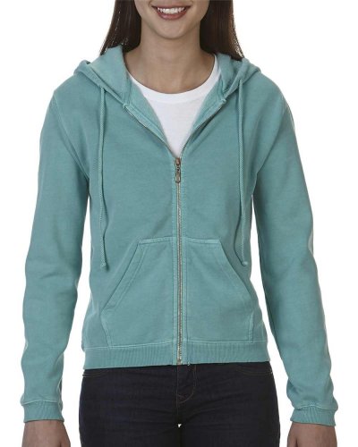 Felpa donna con cappuccio e cerniera Seafoam
