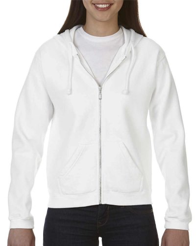 Felpa donna con cappuccio e cerniera White