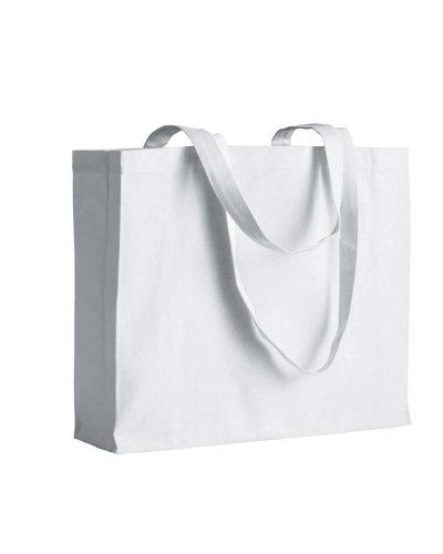 Shopper con manici lunghi e soffietto Bianco