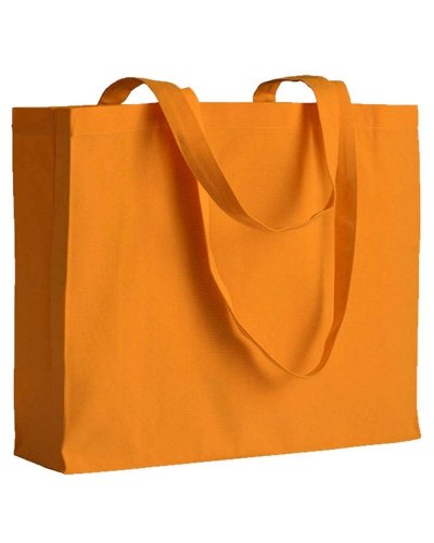 Shopper con manici lunghi e soffietto Arancione