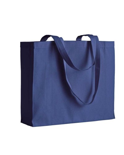 Shopper con manici lunghi e soffietto Blu Royal