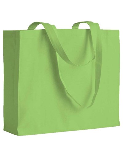 Shopper con manici lunghi e soffietto Verde mela