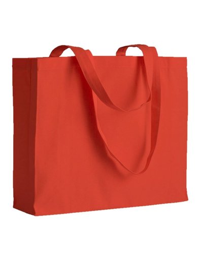 Shopper con manici lunghi e soffietto Rosso
