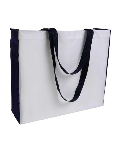 Shopper con manici e soffietto colorati Nero