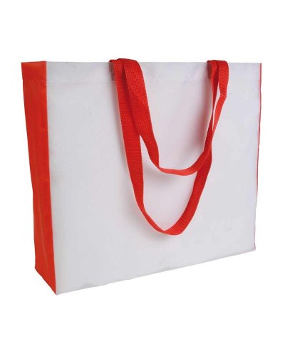 Shopper con manici e soffietto colorati Rosso