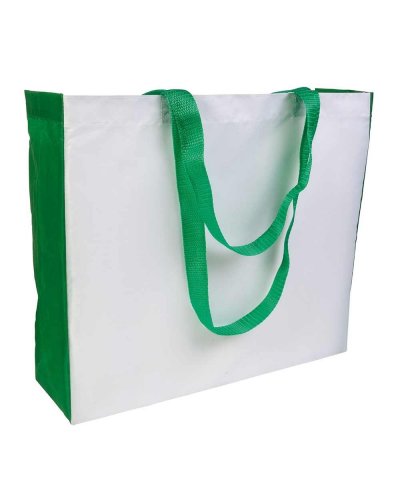 Shopper con manici e soffietto colorati Verde