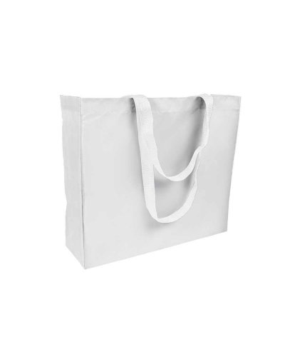 Shopper con manici e soffietto colorati Bianco