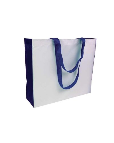 Shopper con manici e soffietto colorati Blu scuro