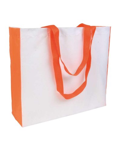 Shopper con manici e soffietto colorati Arancione