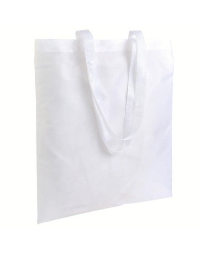 Shopper bianca in poliestere con manici lunghi colorati Bianco