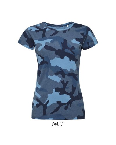 T-shirt Camo women Mimetico blu