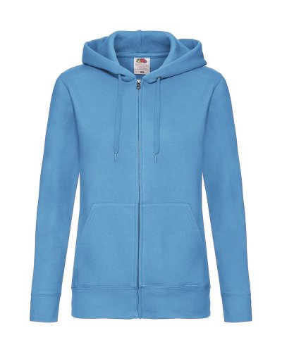 Felpa Lady-Fit con cappuccio e cerniera Azure blue