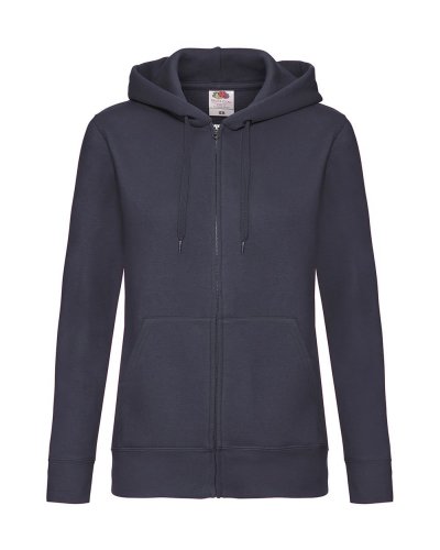 Felpa Lady-Fit con cappuccio e cerniera Deep navy
