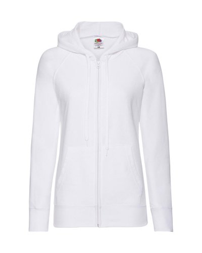 Felpa donna leggera con zip intera e cappuccio Bianco