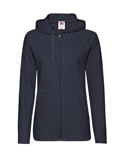 Felpa donna leggera con zip intera e cappuccio Deep navy