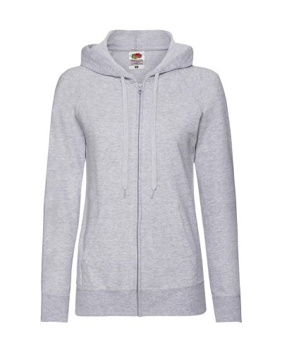 Felpa donna leggera con zip intera e cappuccio Heather grey