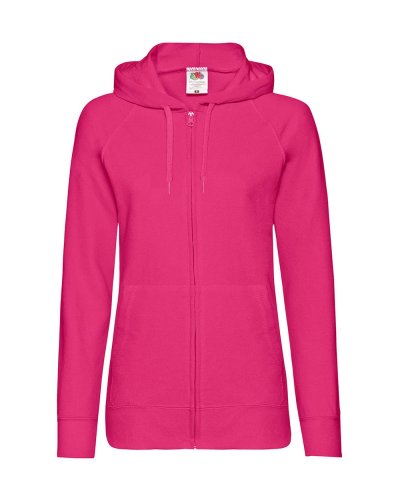 Felpa donna leggera con zip intera e cappuccio Fucsia