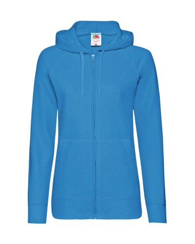 Felpa donna leggera con zip intera e cappuccio Azure blue