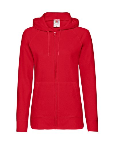 Felpa donna leggera con zip intera e cappuccio Rosso