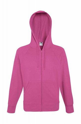 Felpa leggera con cerniera intera e cappuccio Fucsia