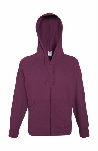 Felpa leggera con cerniera intera e cappuccio Burgundy
