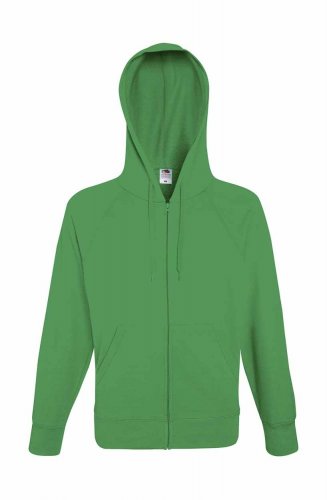 Felpa leggera con cerniera intera e cappuccio Kelly green