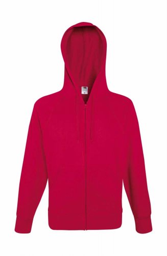 Felpa leggera con cerniera intera e cappuccio Rosso
