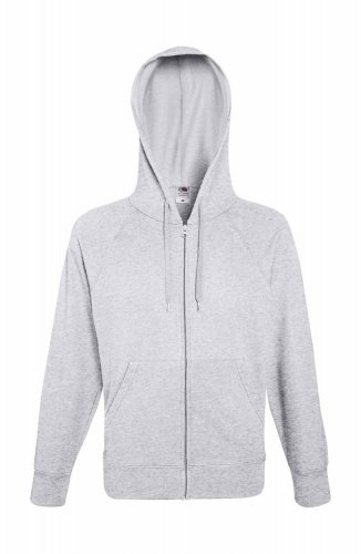 Felpa leggera con cerniera intera e cappuccio Heather grey