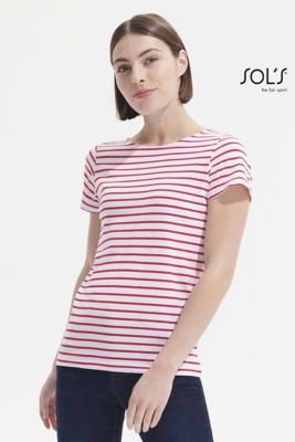 Camiseta de mujer Miles, algodón peinado, detalles chambray