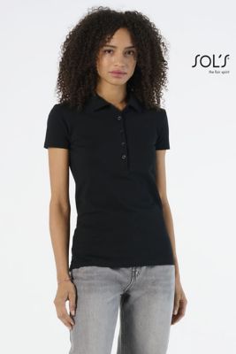 Polo femme Phoenix en coton et élasthanne, cintrée, 5 boutons
