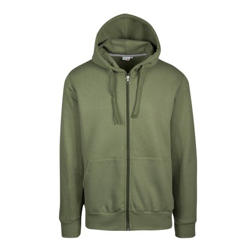Felpa Uomo con  Zip Lunga e Cappuccio, Regular fit Militare