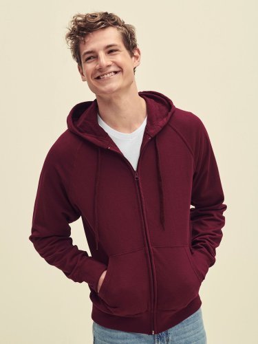 Felpa leggera Fruit of the Loom zip cappuccio 80% cotone
