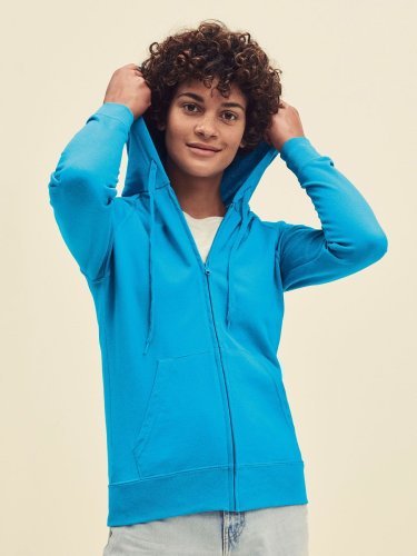 Felpa Fruit of the Loom con zip, cappuccio, cotone 80%