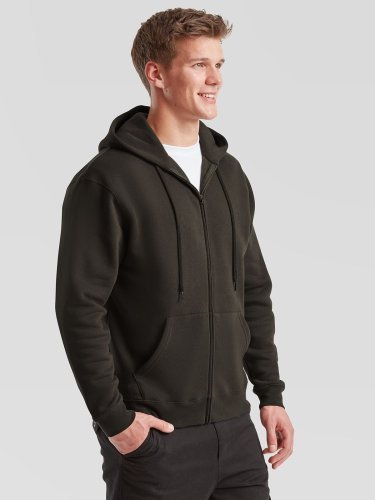 Felpa premium con cappuccio e zip lunga 70% cotone